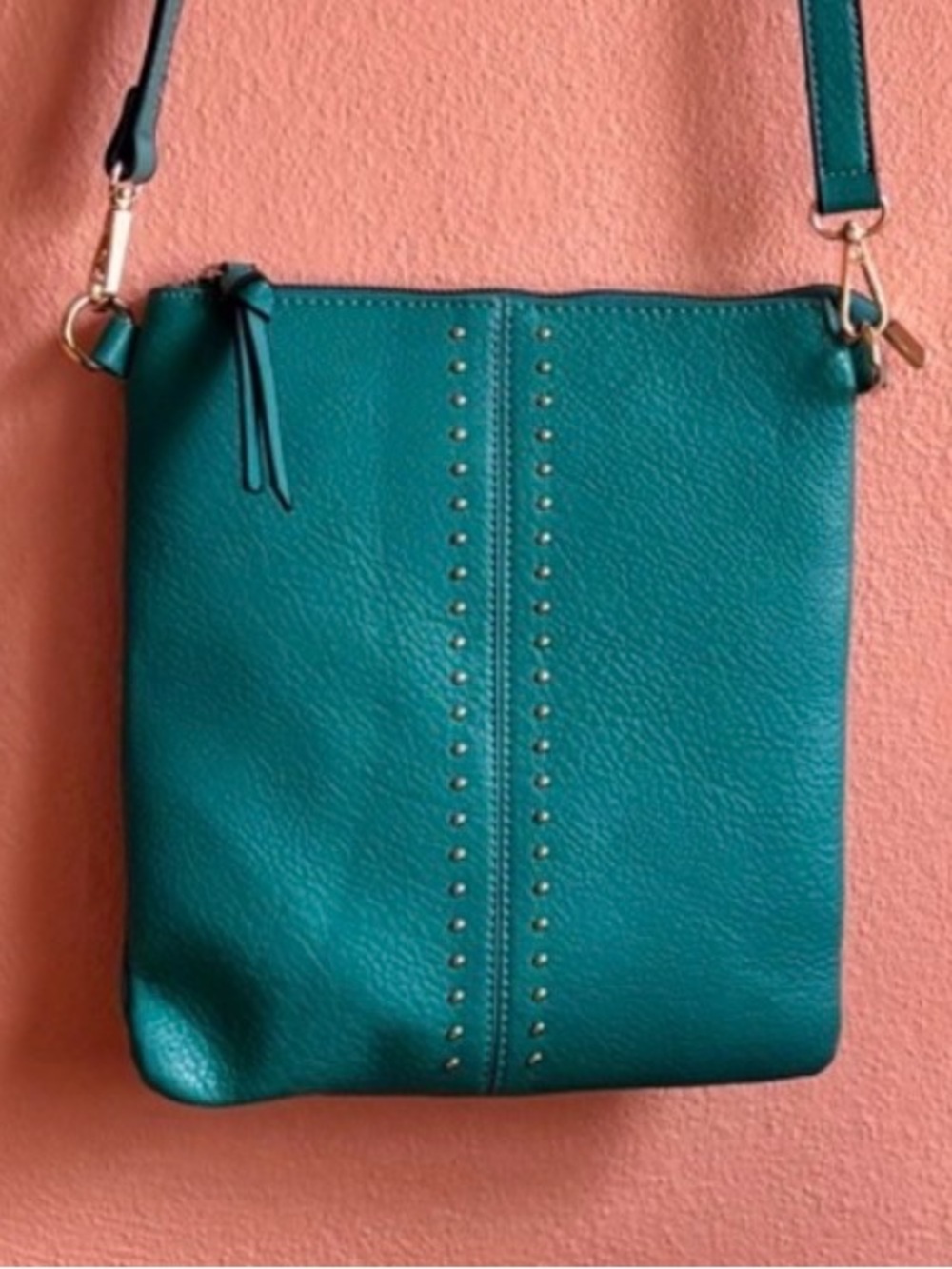Teal Stud-Accent Crossbody Bag for Women